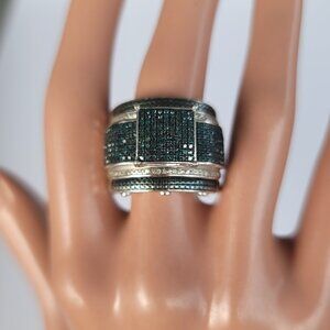 Blue & White Diamond & Sterling Ring